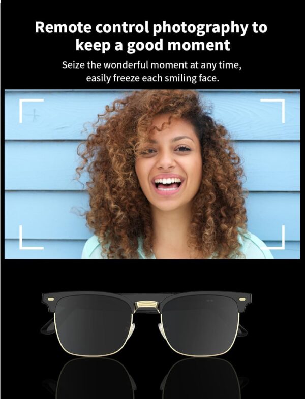 Smart Glasses with Bluetooth Connection and Voice Control for Men Black Gold - Image 6