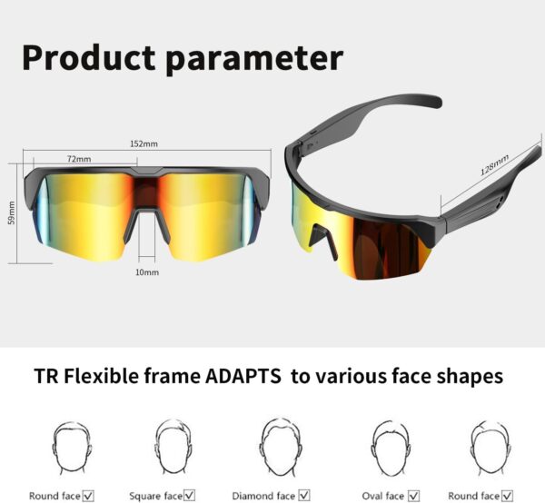 Bluetooth Cycling Glasses with Polarized Lenses - Sports Smart Sunglasses - Image 3