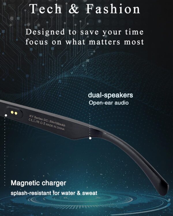 Smart Glasses Bluetooth Audio for Men Women with Built-in Mic &... - Image 7