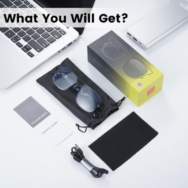 Smart Glasses with Blue Light Protection & Voice Control - Black - Image 3