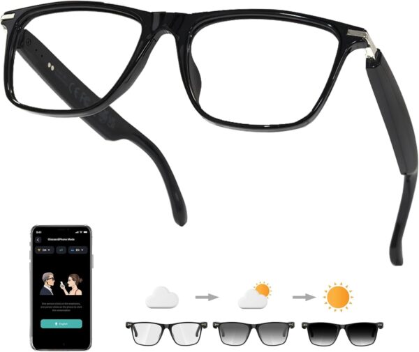 AI Smart Glasses: 164 Languages, Photochromic Lenses, Bluetooth
