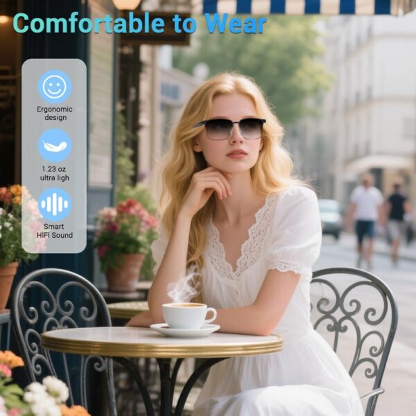 Bluetooth Audio Smart Glasses, Blue Light Glasses for Women Men, Remote... - Image 4