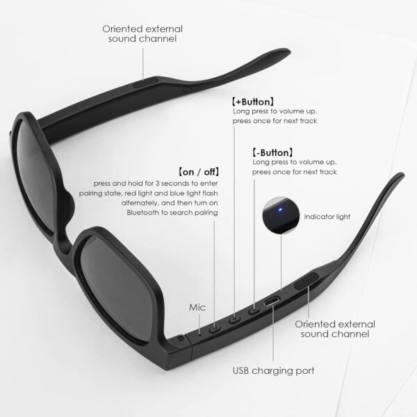 Bluetooth Audio Sunglasses with Open Ear Design - Image 2