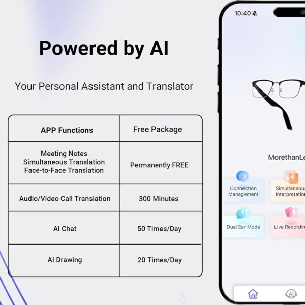 AI Translator Smart Glasses: 115 Languages, Bluetooth 5.4 - Image 6