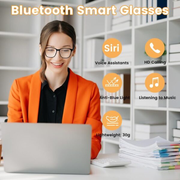 Smart Glasses Anti Blue Light for Women Men: Bluetooth Eye Protection, 4-6 Hours Battery Life - Image 2