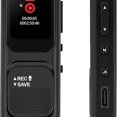 64GB Magnetic Voice Recorder: 3072Kbps High-Quality Recording with Bluetooth