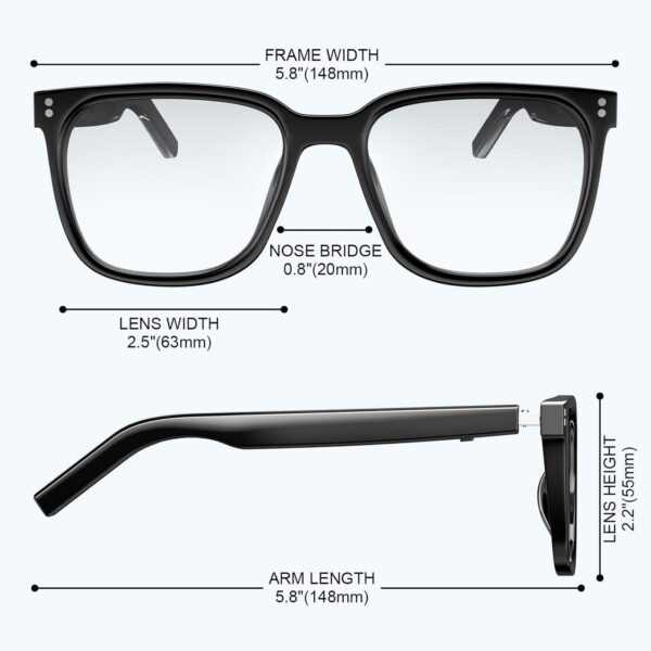 Smart Glasses: Anti Blue Light Bluetooth + Magnetic Clip-On Sunglasses - Image 2
