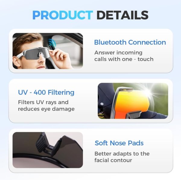 Smart Bluetooth Sports Sunglasses with UV Protection - Image 4