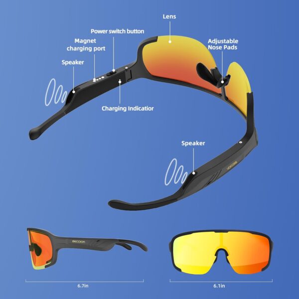 Bluetooth Sunglasses with UV Protection & Open Ear Speakers - Image 4