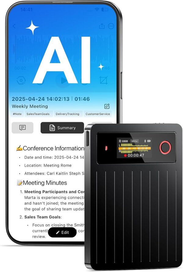Powerextra AI Voice Recorder+ 64GB, 36hr Recording