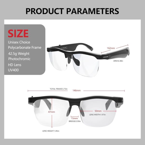 AIRMARS Photochromic Bluetooth Sunglasses: Lightweight, Smart Assistant - Image 6