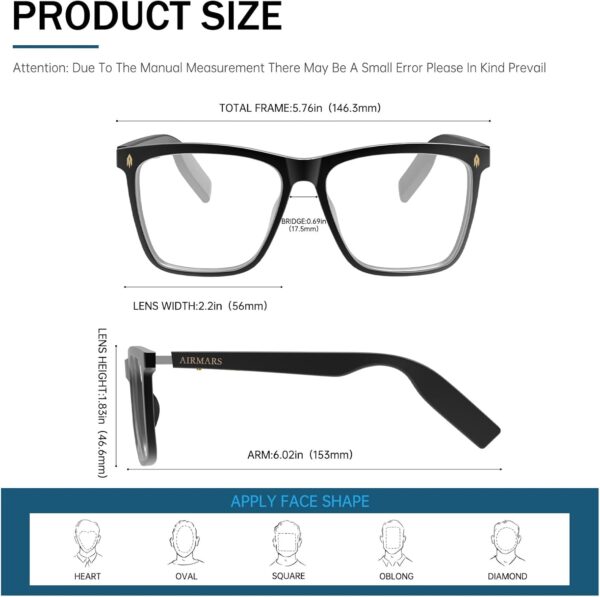 AIRMARS Smart Glasses: Bluetooth Speaker, Blue Light Filter, Waterproof - Image 5