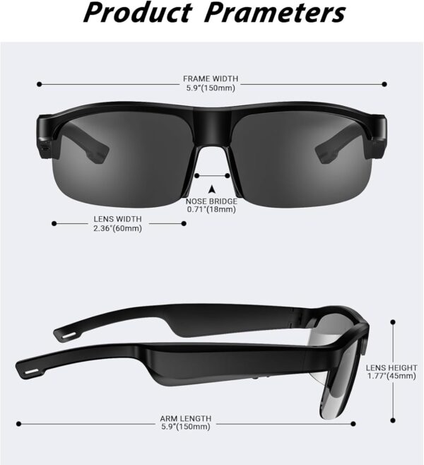 Smart Glasses, Polarized Bluetooth Sunglasses with Built-in Mic & Speakers,... - Image 5