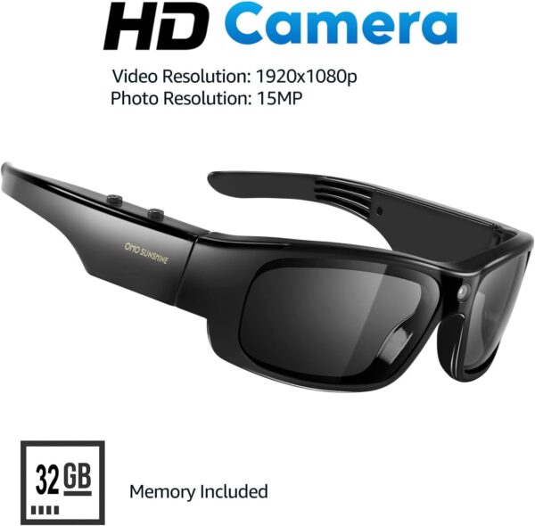 OhO Sunshine 32GB Camera Glasses: HD 1080P Action Sports Eyewear - Image 2