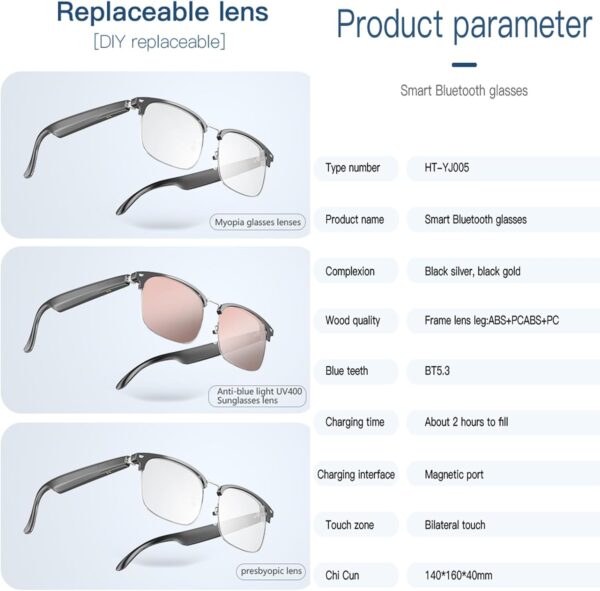 AI Translation Glasses with Over 144 Languages Real-Time Black Ai - Image 5