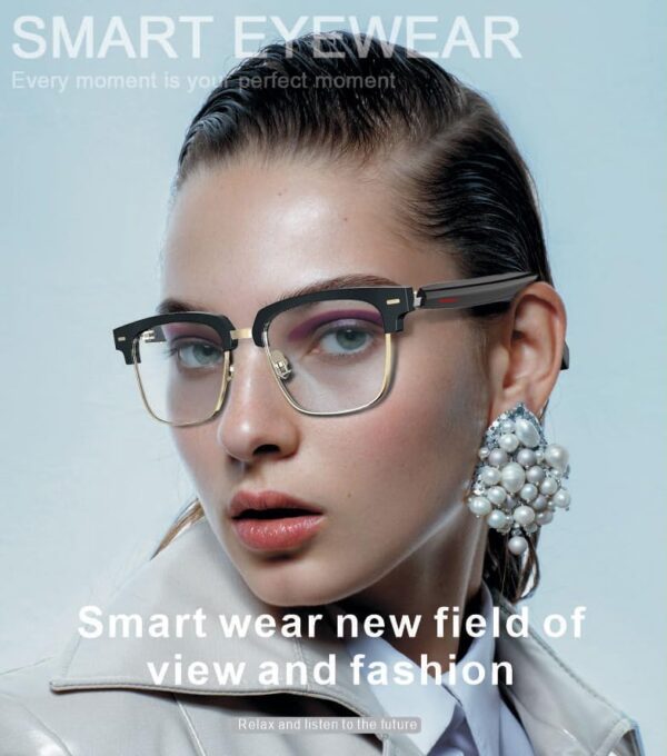 Smart Glasses with Bluetooth Connection and Voice Control for Men Black Gold - Image 5