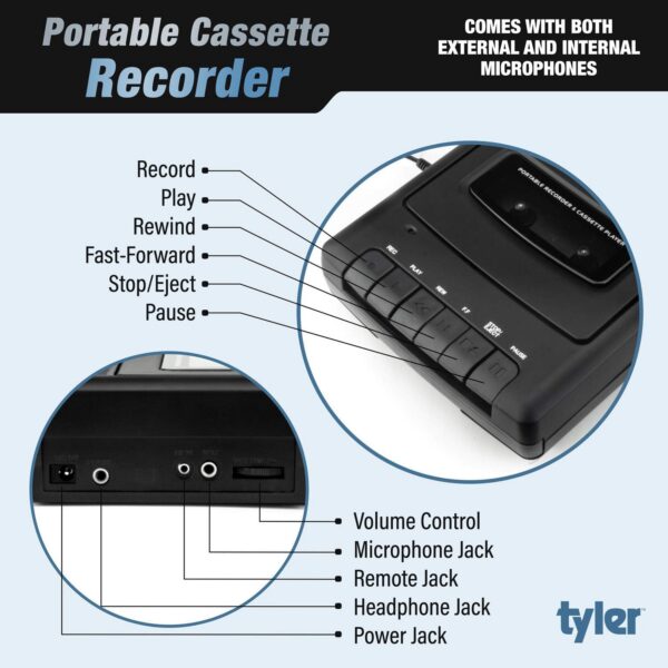 Tyler TCP-01 Retro Cassette Player: Portable, Recordable, Nostalgic - Image 6