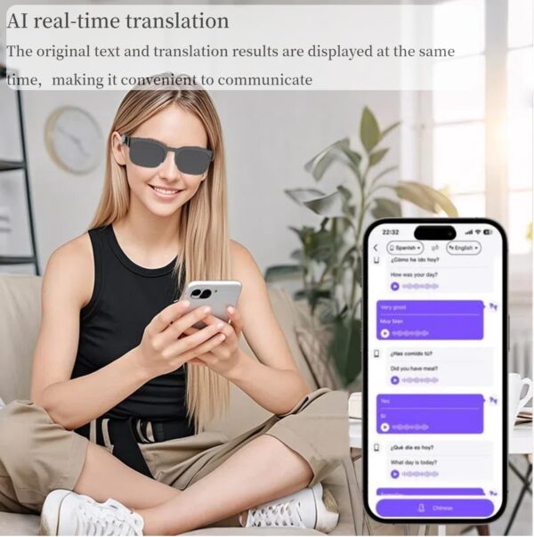 Smart Glasses with AI Translator 150 Translation UV White - Image 4