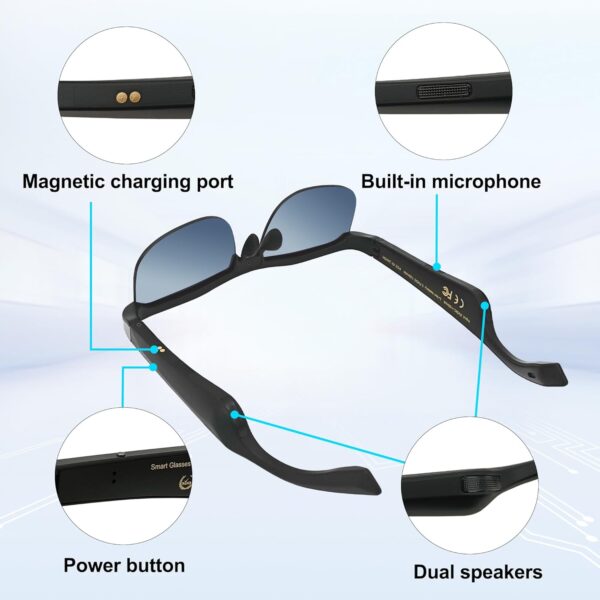 Smart Glasses Bluetooth 5.3: Polarized Open Ear Sunglasses with Photo & Voice Control - Image 3