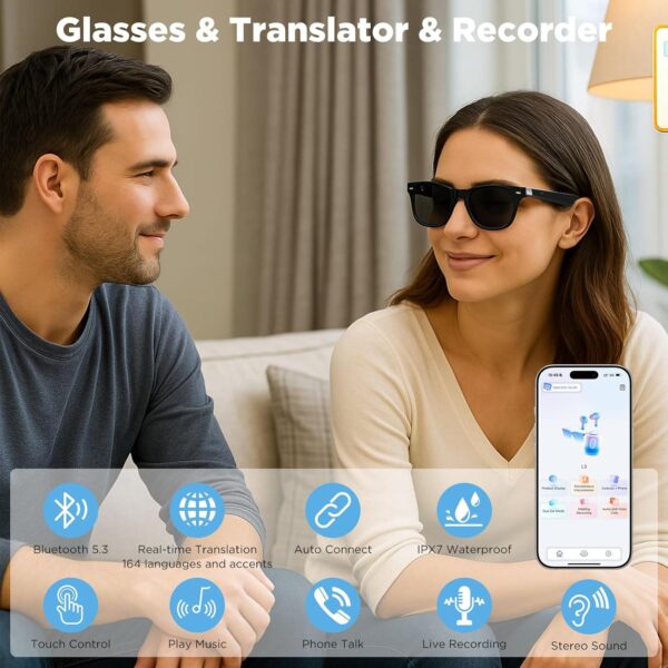 Anpress Smart Glasses: AI Translator with 164 Languages - Image 2