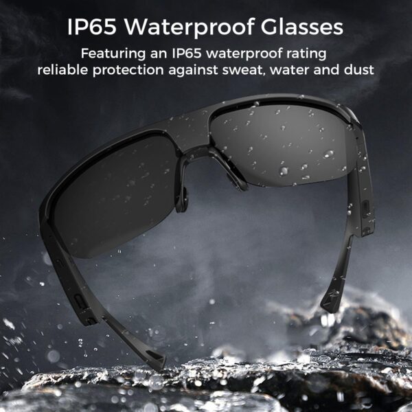 Polarized Bluetooth Smart Sunglasses with Built-in Mic, Open-Ear Audio, Black - Image 4