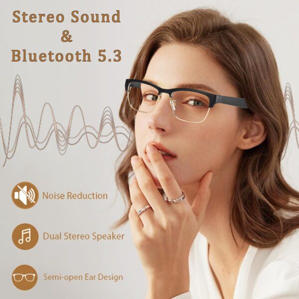 Bluetooth Audio Glasses with Anti-Blue Light - Lightweight Smart Eyewear - Image 3