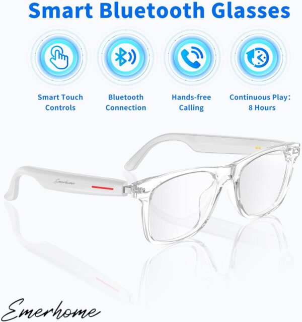 Smart Glasses with Bluetooth & Touch Control - Clear Lens Protection - Image 3