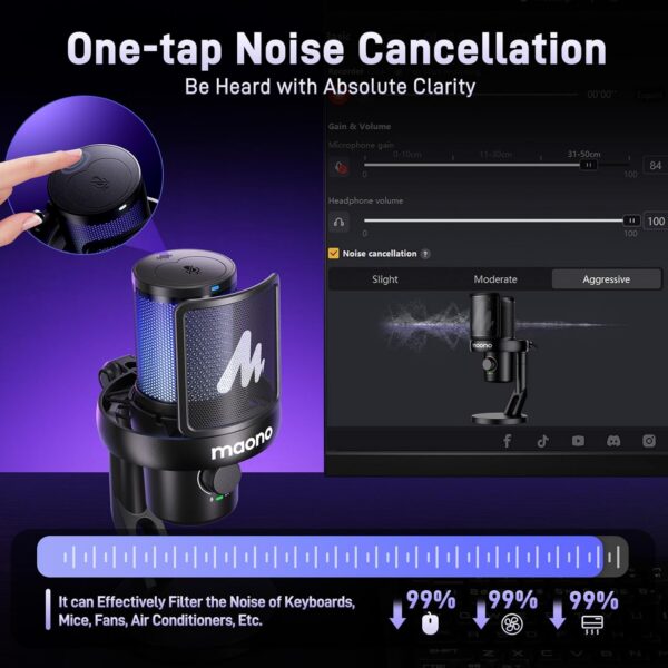 MAONO DM40 Wireless AI Mic + MH700 Studio Monitor Headphones - Image 3