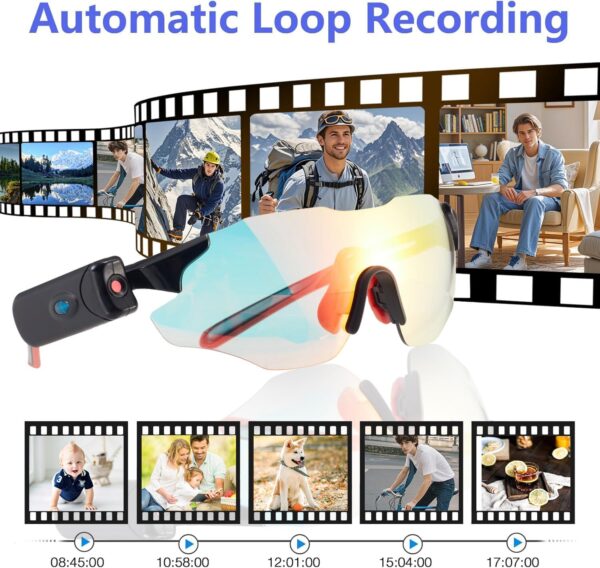 Photochromic Camera Sunglasses 1080P UV Polarized Cycling Eyewear - Image 5