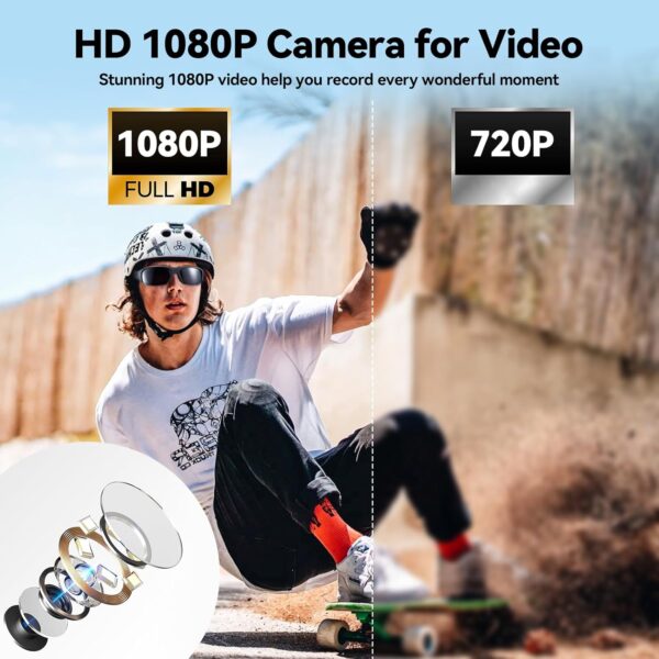 Smart Video 1080p Camera Glasses for Men Outdoor HD UV Protective - Image 5