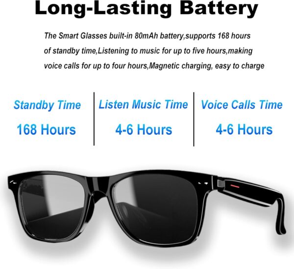 Bluetooth Smart Glasses: Audio Sunglasses with Polarized Blue Lenses - Image 4