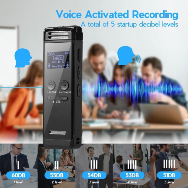 64GB Digital Voice Recorder: Mini Audio Recorder with Password Protection - Image 4