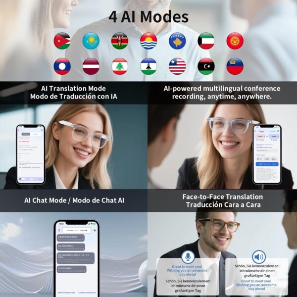 Smart Translation Glasses Integrated with ChatGPT, Support 160+ Languages - Image 8