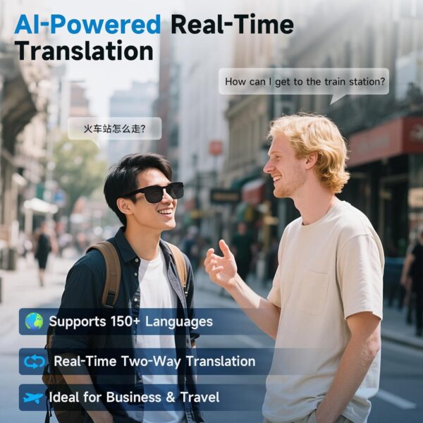 AI Translator Smart Glasses with Bluetooth Audio - A Versatile Travel Partner - Image 3