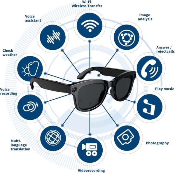 AI Smart Glasses: 8MP Camera HD 1080P Hands-Free Recording - Image 4