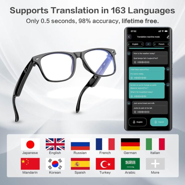 AI Smart Glasses: 164 Language Translation, Bluetooth, Anti-Blue Light - Image 4