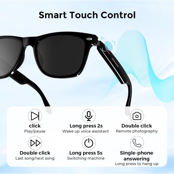 AI Smart Glasses: ChatGPT & Bluetooth Translation, Black - Image 3