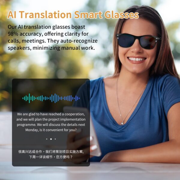 AI Translator Smart Glasses, Real-Time Translation Glasses Wireless... - Image 7