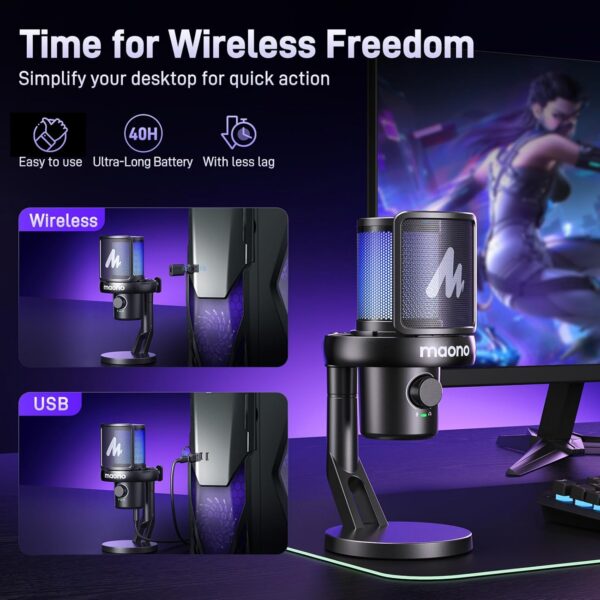 MAONO DM40 Wireless AI Mic + MH700 Studio Monitor Headphones - Image 2