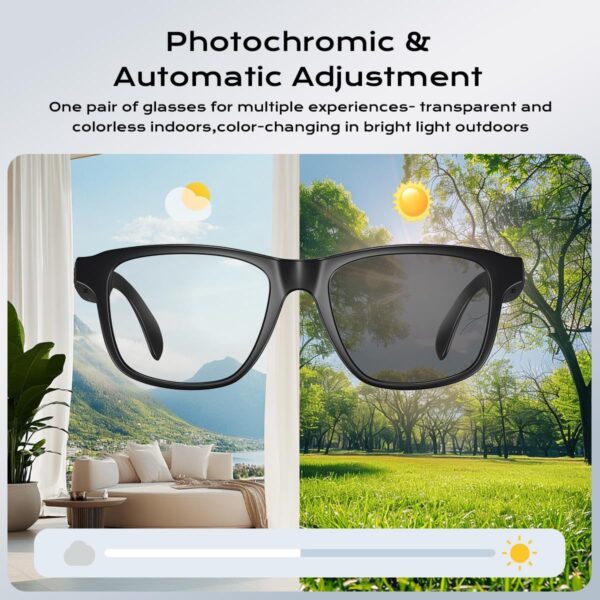 Smart Glasses with Bluetooth, Photochromic-Lens and UV400 Protection - Image 2