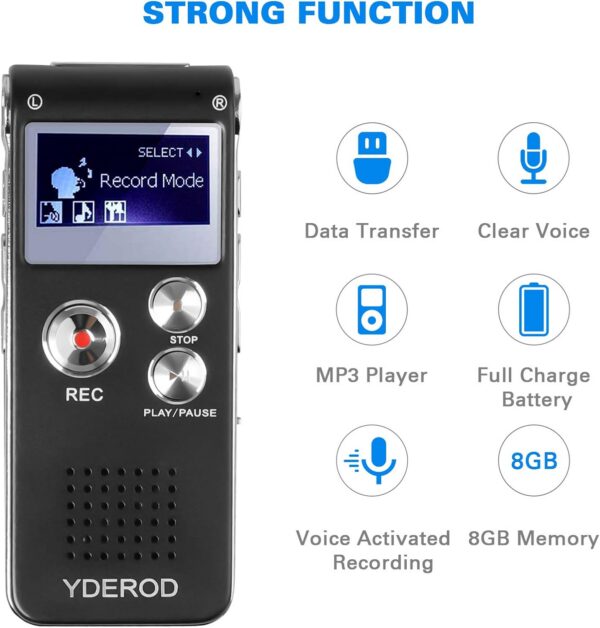 8GB Voice Recorder: HD Audio for Lectures, Meetings & Interviews - Image 3
