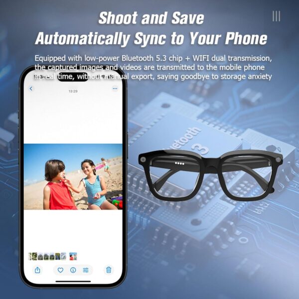 AI Smart Glasses with 1080P Hidden Camera - Bluetooth Recording - Image 3