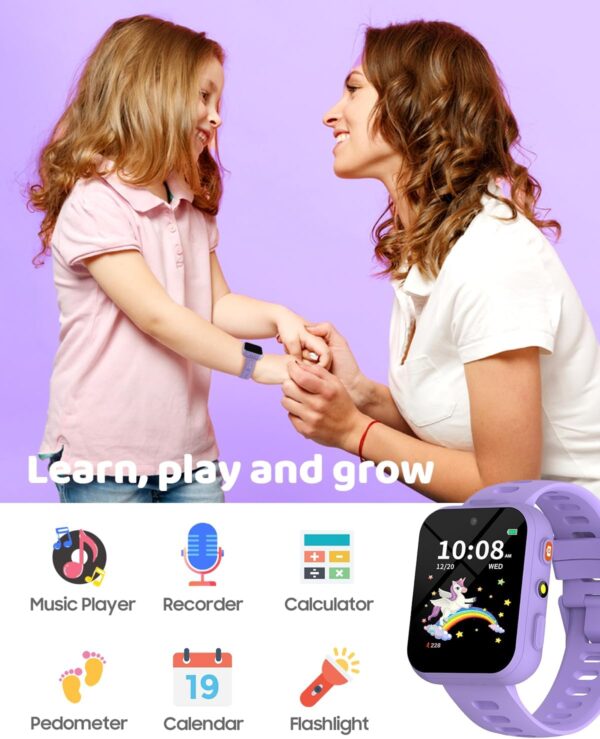 BIGGERFIVE Kids Smart Watch: Dual Cam, Games & Learning in Lilac - Image 6