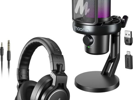 MAONO DM40 Wireless AI Mic + MH700 Studio Monitor Headphones