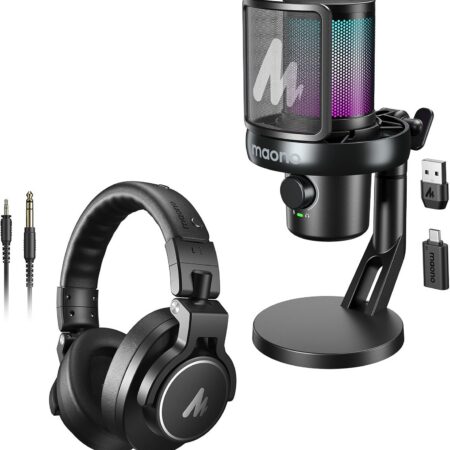 MAONO DM40 Wireless AI Mic + MH700 Studio Monitor Headphones
