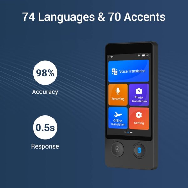 Anfier W12 Language Translator Device: 144 Languages & 3.7" HD Screen - Image 3