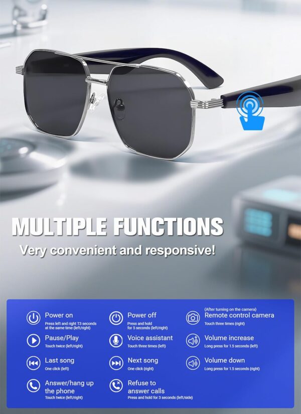 AI Smart Bluetooth Sunglasses: 140+ Language Translation - Image 5