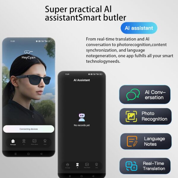 AI Smart Glasses with Chat & GPT 800W Camera – Standalone Bluetooth Video - Image 2