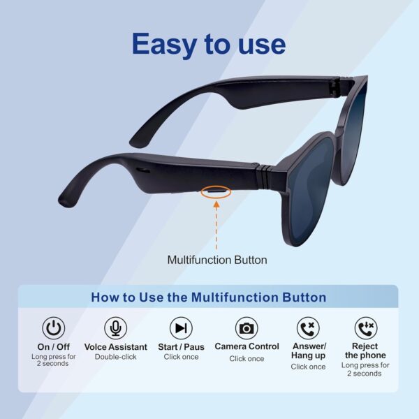 Smart Bluetooth Sunglasses with UV400 Polarized Lenses - Image 7