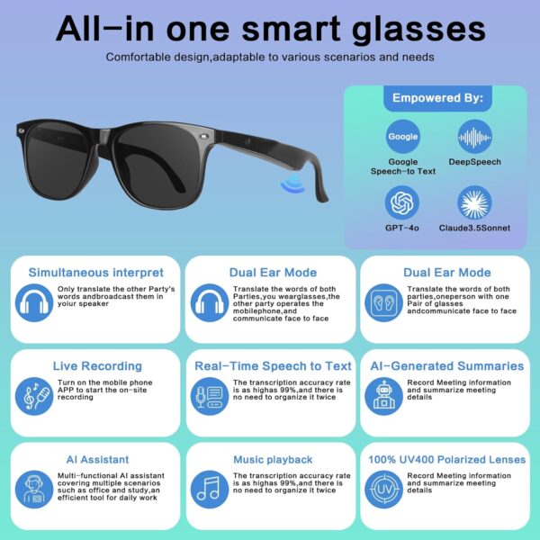 2BB Smart Translation Glasses for Men with Chat GPT - Image 2